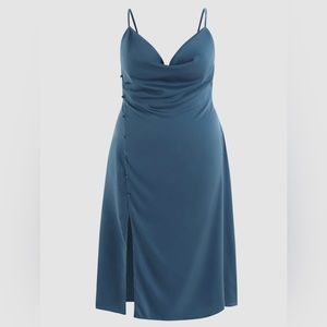 Plus size cowl neck midi dress